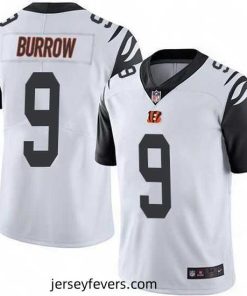 Nike Bengals 9 Joe Burrow White Stitched NFL Limited Rush Jersey