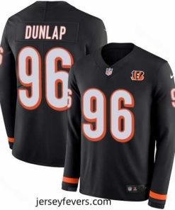 Nike Bengals #96 Carlos Dunlap Black Team Color Stitched NFL Limited Therma Long Sleeve Jersey