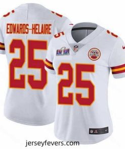 Nike Chiefs 25 Clyde Edwards Helaire White Bound Stitched NFL Vapor Untouchable Limited 2024 Super Bowl LVIII Jersey