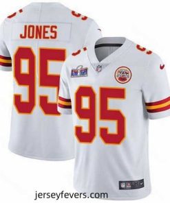 Nike Chiefs 95 Chris Jones White Bound Stitched NFL Vapor Untouchable Limited 2024 Super Bowl LVIII Jersey