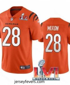 Nike Cincinati Bengals 28 Joe Mixon Orange 2022 Super Bowl LVI Vapor Limited Jersey