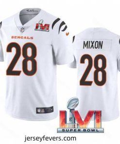 Nike Cincinati Bengals 28 Joe Mixon White 2022 Super Bowl LVI Vapor Limited Jersey