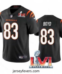 Nike Cincinati Bengals 83 Tyler Boyd Black 2022 Super Bowl LVI Vapor Limited Jersey