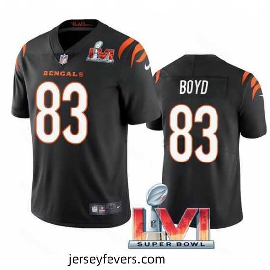 Nike Cincinati Bengals 83 Tyler Boyd Black 2022 Super Bowl LVI Vapor Limited Jersey