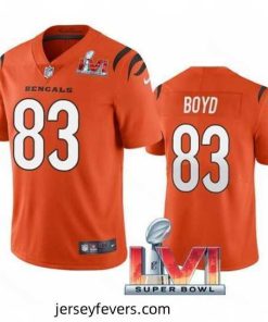 Nike Cincinati Bengals 83 Tyler Boyd Orange 2022 Super Bowl LVI Vapor Limited Jersey