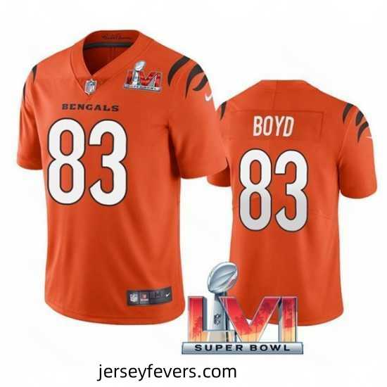Nike Cincinati Bengals 83 Tyler Boyd Orange 2022 Super Bowl LVI Vapor Limited Jersey