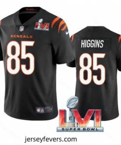 Nike Cincinati Bengals 85 Tee Higgins Black 2022 Super Bowl LVI Vapor Limited Jersey