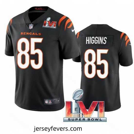 Nike Cincinati Bengals 85 Tee Higgins Black 2022 Super Bowl LVI Vapor Limited Jersey