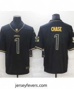 Nike Cincinnati Bengals 1 Ja'Marr Chase Black Gold Vapor Untouchable Limited Jersey