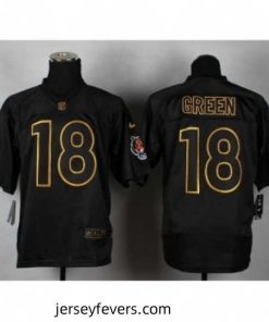 Nike Cincinnati Bengals 18 A.J. Green black Elite gold lettering fashion NFL Jersey