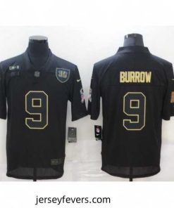 Nike Cincinnati Bengals 9 Joe Burrow Black 2020 Salute To Service Limited Jersey