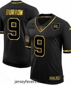 Nike Cincinnati Bengals 9 Joe Burrow Black Gold 2020 Salute To Service Limited Jersey