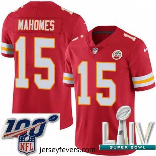 Nike Kansas City Chiefs #15 Patrick Mahomes Red Team Color 2020 Super Bowl LIV Stitched NFL Vapor Untouchable Limited Jersey