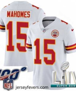 Nike Kansas City Chiefs #15 Patrick Mahomes White 2020 Super Bowl LIV Stitched NFL Vapor Untouchable Limited Jersey