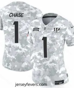 Cincinnati Bengals 1 Ja 27Marr Chase 2024 F.U.S.E Arctic Camo Salute To Service Limited Stitched Football Jersey