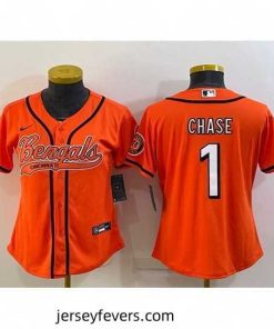 Cincinnati Bengals 1 Ja 27Marr Chase Orange With Patch Cool Base Stitched Baseball Jersey