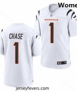 Cincinnati Bengals #1 Ja'Marr Chase White 2021 Game Football Jersey