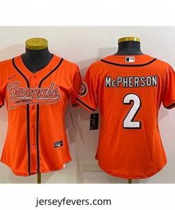 Cincinnati Bengals 2 Evan McPherson Orange With Patch Cool Base Stitched Baseball Jersey