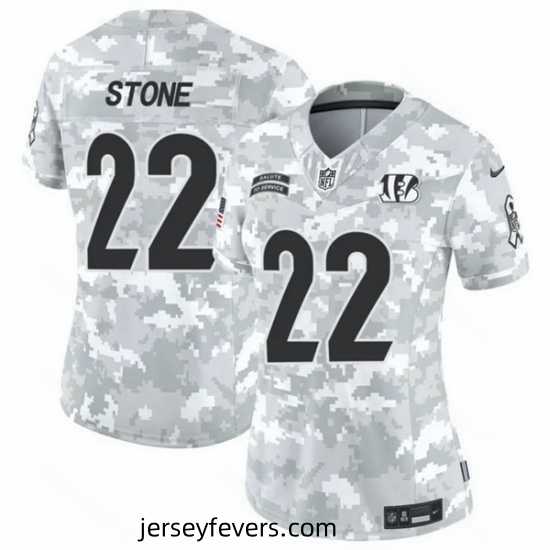 Cincinnati Bengals 22 Geno Stone 2024 F.U.S.E Arctic Camo Salute To Service Limited Stitched Football Jersey