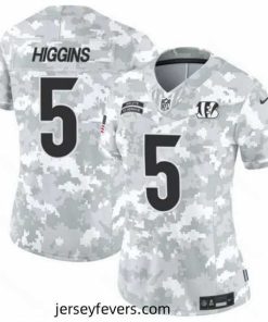 Cincinnati Bengals 5 Tee Higgins 2024 F.U.S.E Arctic Camo Salute To Service Limited Stitched Football Jersey