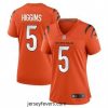 Cincinnati Bengals 5 Tee Higgins Orange Stitched Game Jersey