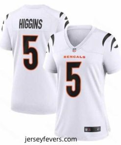 Cincinnati Bengals 5 Tee Higgins White Stitched Game Jersey