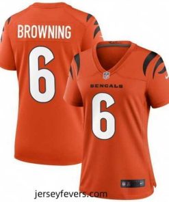 Cincinnati Bengals 6 Jake Browning Orange Stitched Football Jersey 28Run Small 29