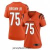 Cincinnati Bengals 75 Orlando Brown Jr  Orange Stitched Football Jersey  Run Small