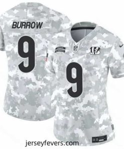 Cincinnati Bengals 9 Joe Burrow 2024 F.U.S.E Arctic Camo Salute To Service Limited Stitched Football Jersey