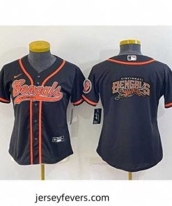 Cincinnati Bengals Black Team Big Logo With Patch Cool Base Stitched Baseball Jersey