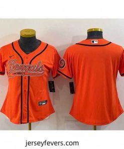 Cincinnati Bengals Blank Orange With Patch Cool Base Stitched Baseball Jersey