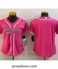 Cincinnati Bengals Blank Pink With Patch Cool Base Stitched Baseball Jersey