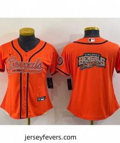 Cincinnati Bengals Orange Team Big Logo With Patch Cool Base Stitched Baseball Jersey