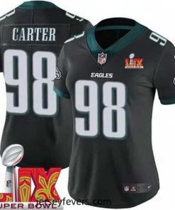 Philadelphia Eagles Jalen Carter #98 Black 2024 2025 Super Bowl LIX F.U.S.E Stitched NFL Jersey