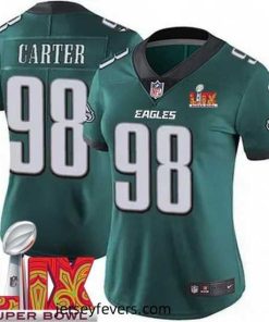 Philadelphia Eagles Jalen Carter #98 Green 2024 2025 Super Bowl LIX F.U.S.E Stitched NFL Jersey