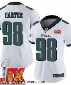 Philadelphia Eagles Jalen Carter #98 White 2024 2025 Super Bowl LIX F.U.S.E Stitched NFL Jersey