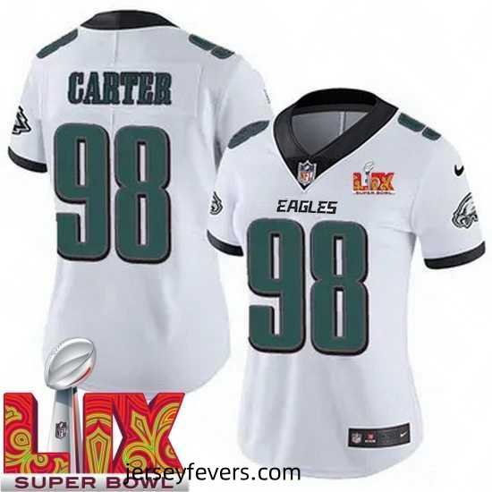 Philadelphia Eagles Jalen Carter #98 White 2024 2025 Super Bowl LIX F.U.S.E Stitched NFL Jersey