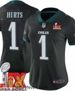 Philadelphia Eagles Jalen Hurts #1 Black 2024 2025 Super Bowl LIX F.U.S.E Stitched NFL Jersey