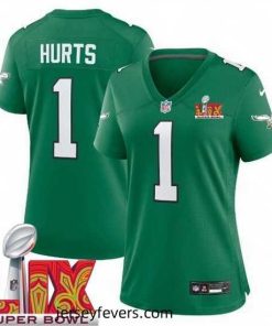 Philadelphia Eagles Jalen Hurts #1 Kelly Green 2024 2025 Super Bowl LIX F.U.S.E Stitched NFL Jersey