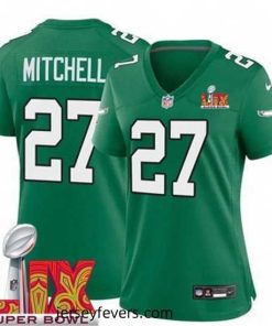 Philadelphia Eagles Quinyon Mitchell #27 Kelly Green 2024 2025 Super Bowl LIX F.U.S.E Stitched NFL Jersey