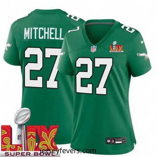Philadelphia Eagles Quinyon Mitchell #27 Kelly Green 2024 2025 Super Bowl LIX F.U.S.E Stitched NFL Jersey