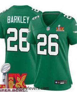 Philadelphia Eagles Saquon Barkley #26 Kelly Green 2024 2025 Super Bowl LIX F.U.S.E Stitched NFL Jersey