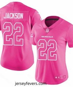 Womens Nike Bengals #22 William Jackson Pink  Stitched NFL Limited Rush Fashion Jersey