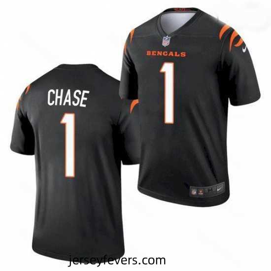 Cincinnati Bengals #1 Ja'Marr Chase Black 2021 Legend Football Jersey