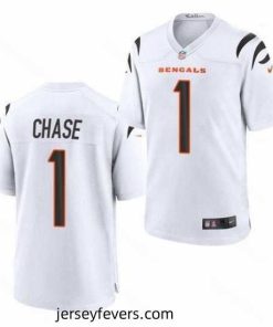 Cincinnati Bengals #1 Ja'Marr Chase White 2021 Game Football Jersey