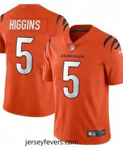 Cincinnati Bengals 5 Tee Higgins Orange Vapor Untouchable Limited Stitched Jersey