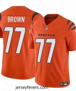 Cincinnati Bengals 77 Trent Brown Orange 2024 F.U.S.E  Vapor Untouchable Limited Stitched Jersey