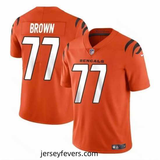 Cincinnati Bengals 77 Trent Brown Orange Vapor Untouchable Limited Stitched Jersey