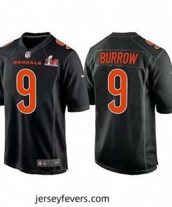 Cincinnati Bengals 9 Joe Burrow 2022 Black Super Bowl LVI Game Stitched Jersey