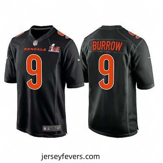Cincinnati Bengals 9 Joe Burrow 2022 Black Super Bowl LVI Game Stitched Jersey